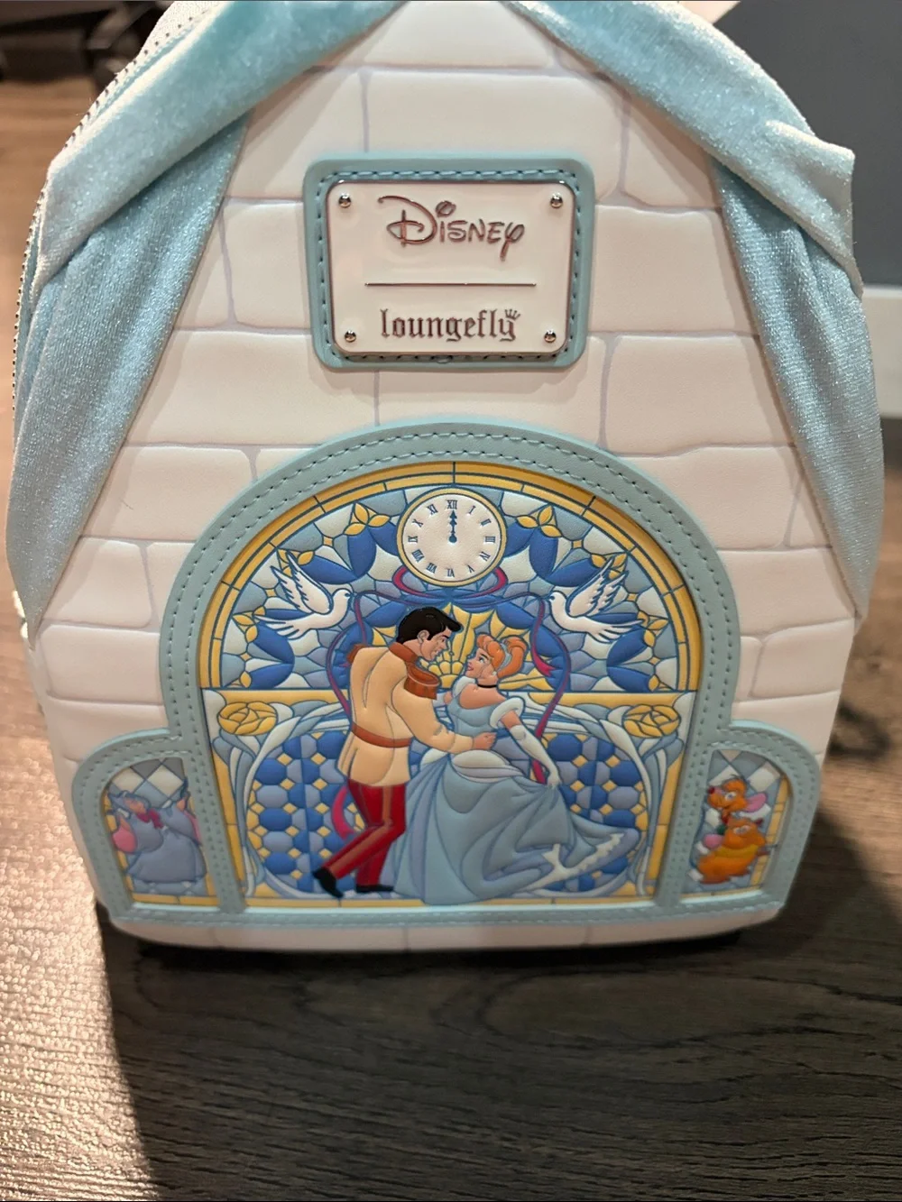Loungefly Cinderella Light Blue Stained Glass Mini Backpack & Wallet Set